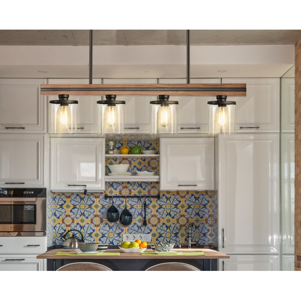 17 Stories Continia 4 Light Oiled Bronze And Solid Wood Kitchen